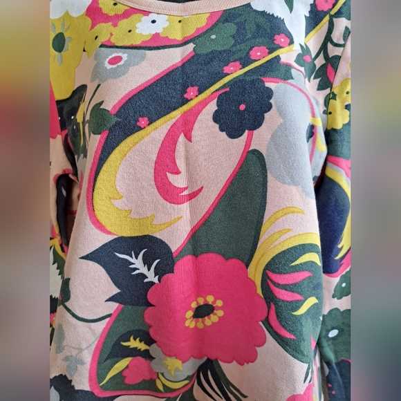 Women's Talbots Pink and Green Floral Abstract Design Pullover Sweater - Picture 6 of 10